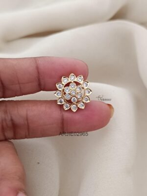 Traditional Round White Stone Earrings