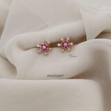 Ruby White Floral Earrings