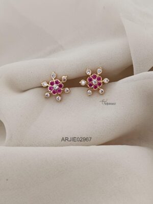 Ruby White Floral Earrings