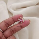 Ruby White Floral Earrings