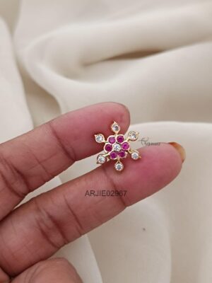 Ruby White Floral Earrings