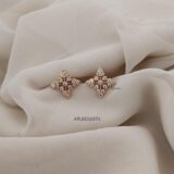 4 Leaf White Stone Earrings