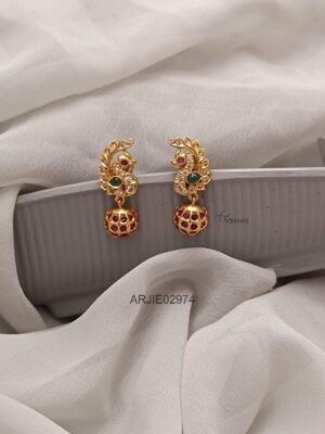 Peacock Ruby Bead Earrings