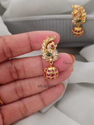 Peacock Ruby Bead Earrings