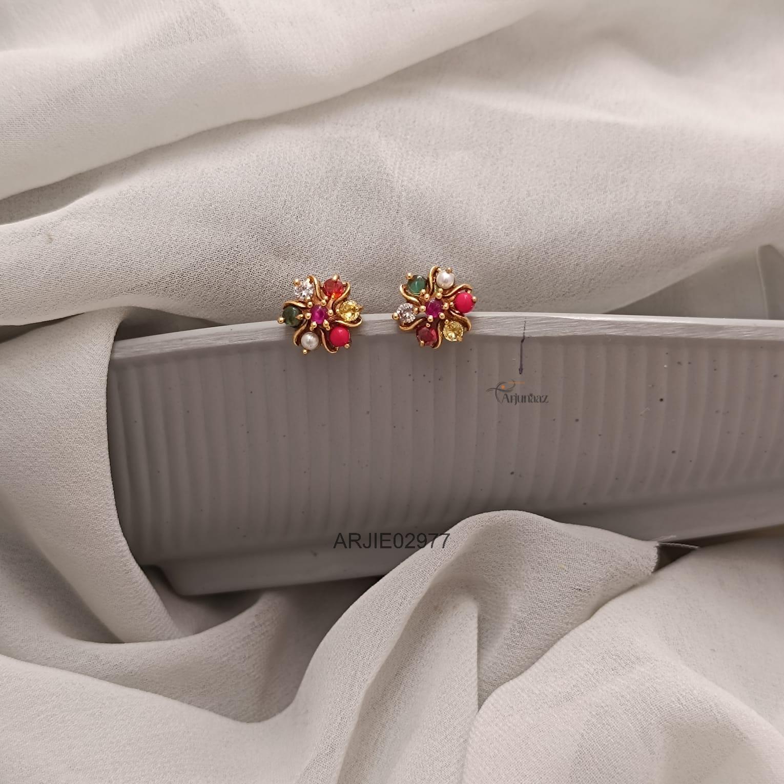 2977-01 Mini Navarathna Earrings ARJIE02977