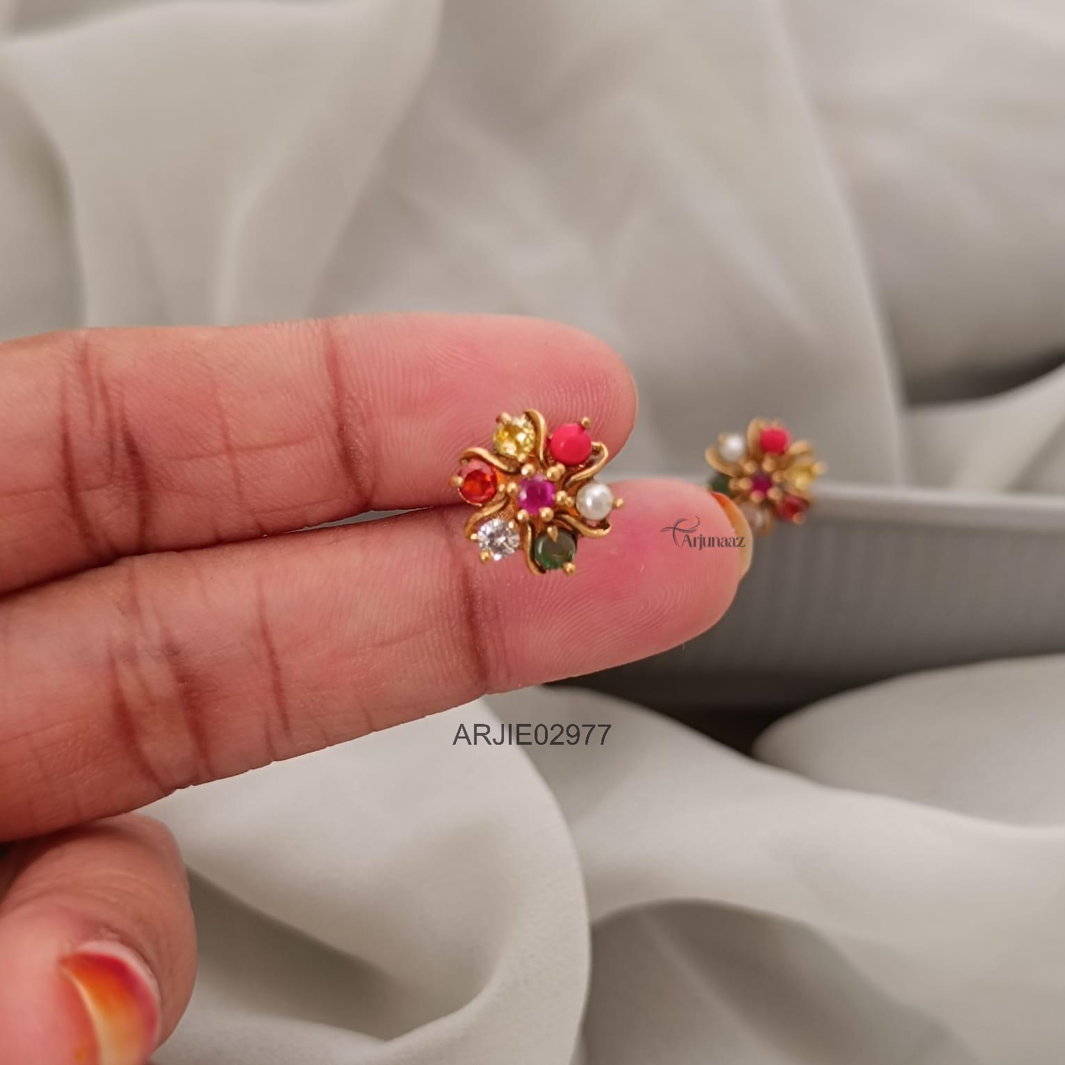 Mini Navarathna Earrings ARJIE02977 Mini Navarathna Earrings ARJIE02977