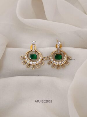Emerald White Chandbali Earrings