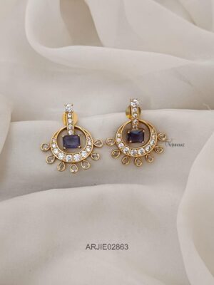 Purple White Chandbali Earrings