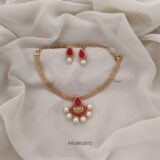 Coral Red Attigai Necklace