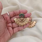 Green Enamel Lotus Coin Earrings
