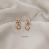 Peacock White CZ Bead Earrings