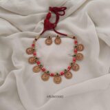 Coral and Lakshmi Thread Necklace