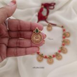 Coral and Lakshmi Thread Necklace
