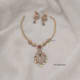 Peacock CZ Stone Attigai Necklace