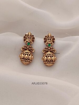 Emerald Lakshmi Bead Earrings