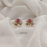 Lotus Floral Pearl Earrings
