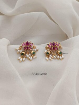 Lotus Floral Pearl Earrings