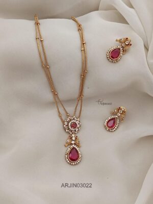 Beautiful Ruby Thin Chain Necklace ARJIN03022
