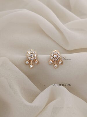 Detachable Leaf White Stone Earrings ARJIE03025