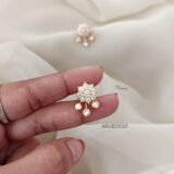 Detachable Leaf White Stone Earrings ARJIE03025