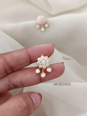 Detachable Leaf White Stone Earrings ARJIE03025