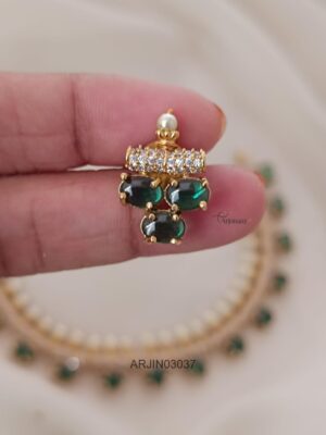 Emerald and White Stone Necklace