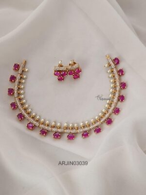 Ruby and White Stone Necklace