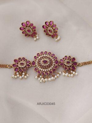 Ruby and White Choker Set