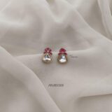 Ruby and White Kundan Earrings