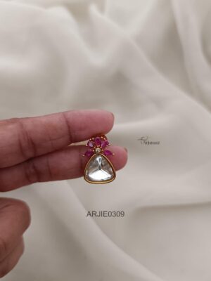 Ruby and White Kundan Earrings