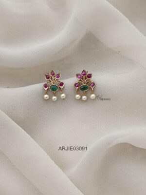 Traditional Ruby and Green Earrings