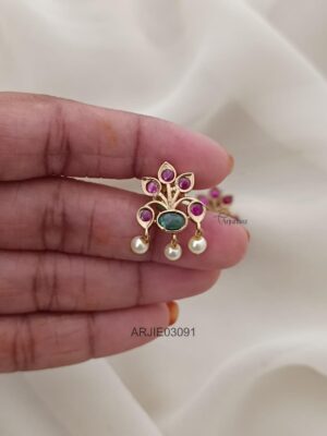 Traditional Ruby and Green Earrings