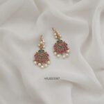 Pearl Ruby and Green Hook Earrings ARJIE03097