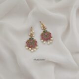 Pearl Ruby and Green Hook Earrings ARJIE03097