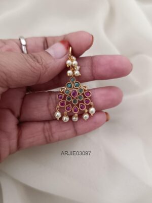 Pearl Ruby and Green Hook Earrings ARJIE03097