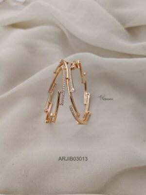 Gold Polish CZ Stone Bangles