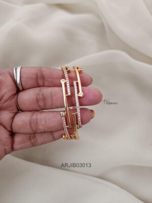 Gold Polish CZ Stone Bangles