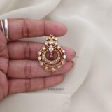 Gold Polish Stone Chandbali Earrings