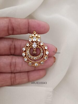 Gold Polish Stone Chandbali Earrings