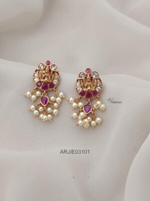 Ruby and White Lakshmi Earrings