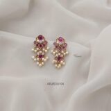 Ruby and White Pearl Earrings