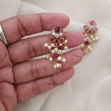 Ruby and White Pearl Earrings