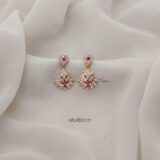 White Stone Screw Back Earrings
