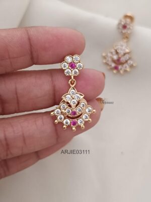 White Stone Screw Back Earrings