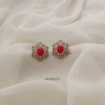 Matte Finish Coral and CZ Earrings