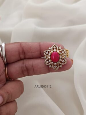 Matte Finish Coral and CZ Earrings