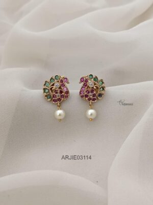 Multi Stone Peacock Earrings