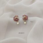 Ruby and White Peacock Earrings