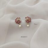Ruby and White Peacock Earrings