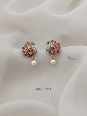 Ruby and White Peacock Earrings